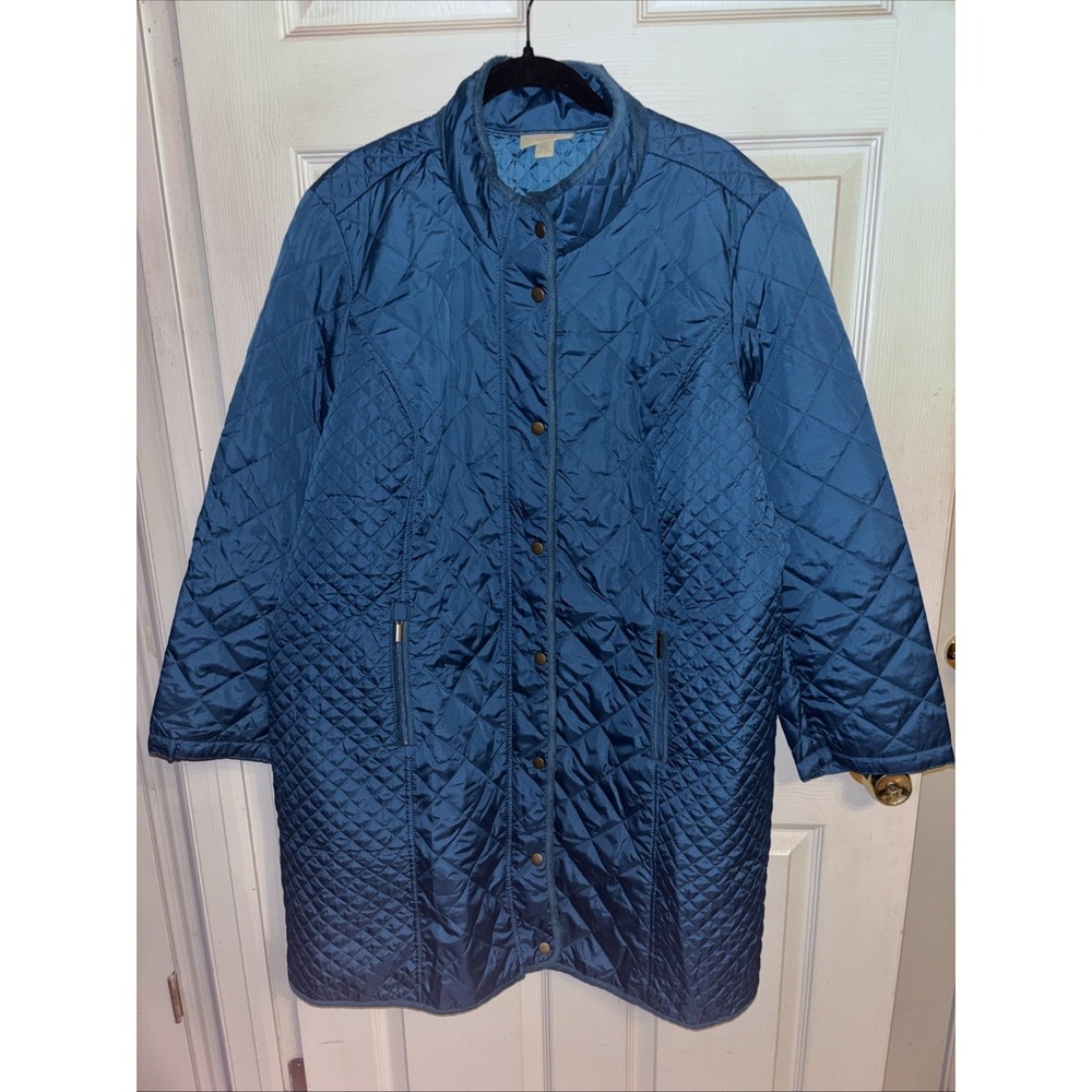 New Appleseed's 2X Teal Berkshire Diamond Quilted Water Resistant Blue Jacket